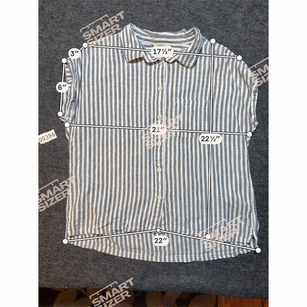 Orvis Shirt Womens Size M Blue & White Striped Button Front Collared Top - Picture 4 of 8